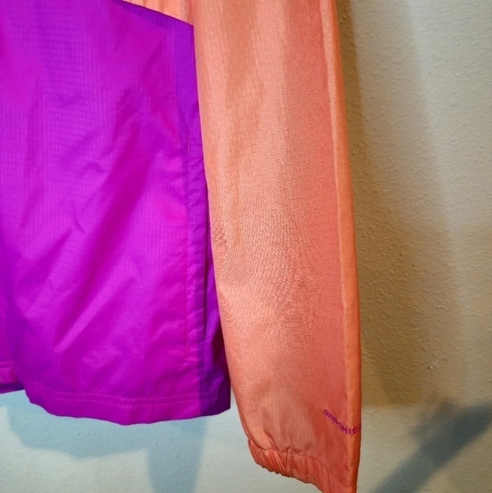 Columbia Girls Colorblock OmniShield Windbreaker in Size XL Orange and Pink